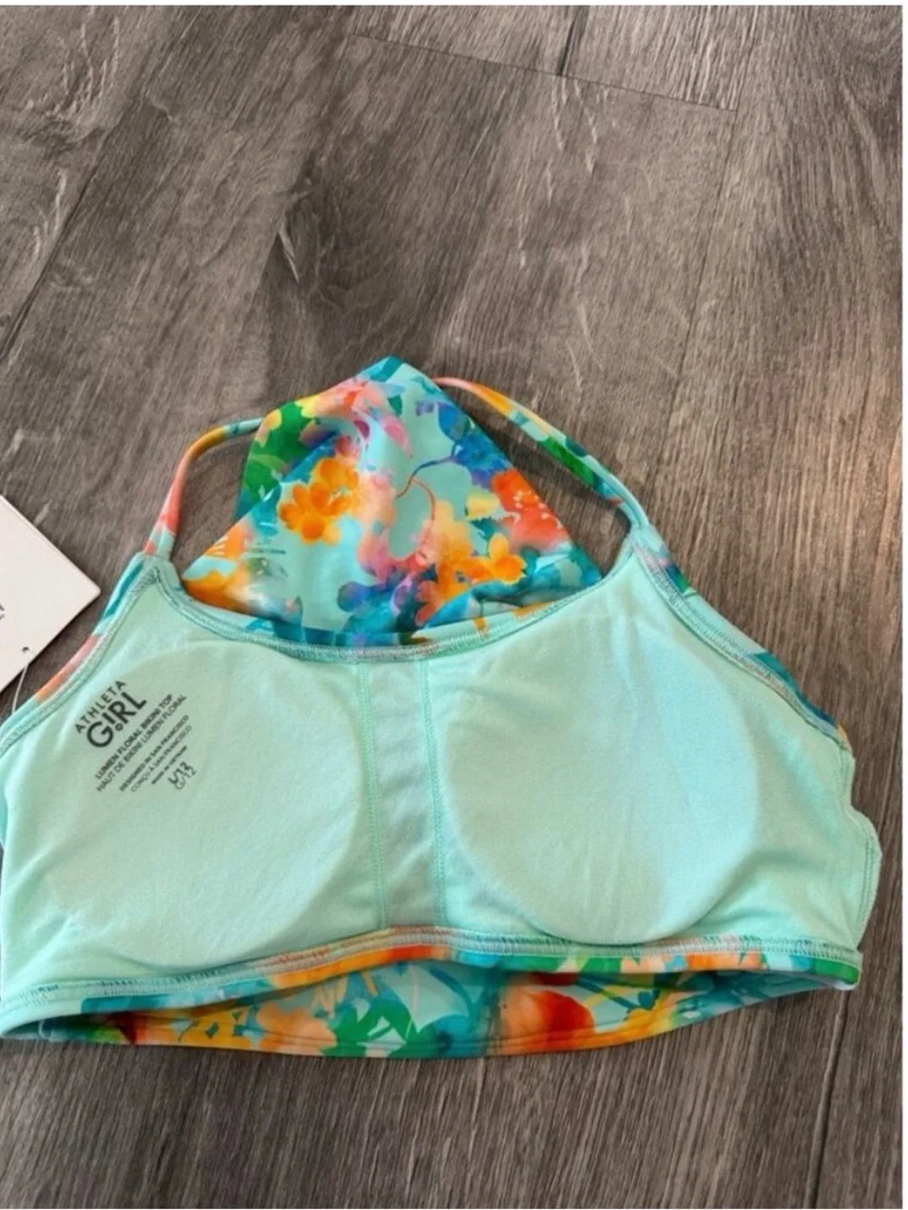 Athleta Girl Lumen Floral Aqua Bikini Swim Set Shorts Briefs Size 12